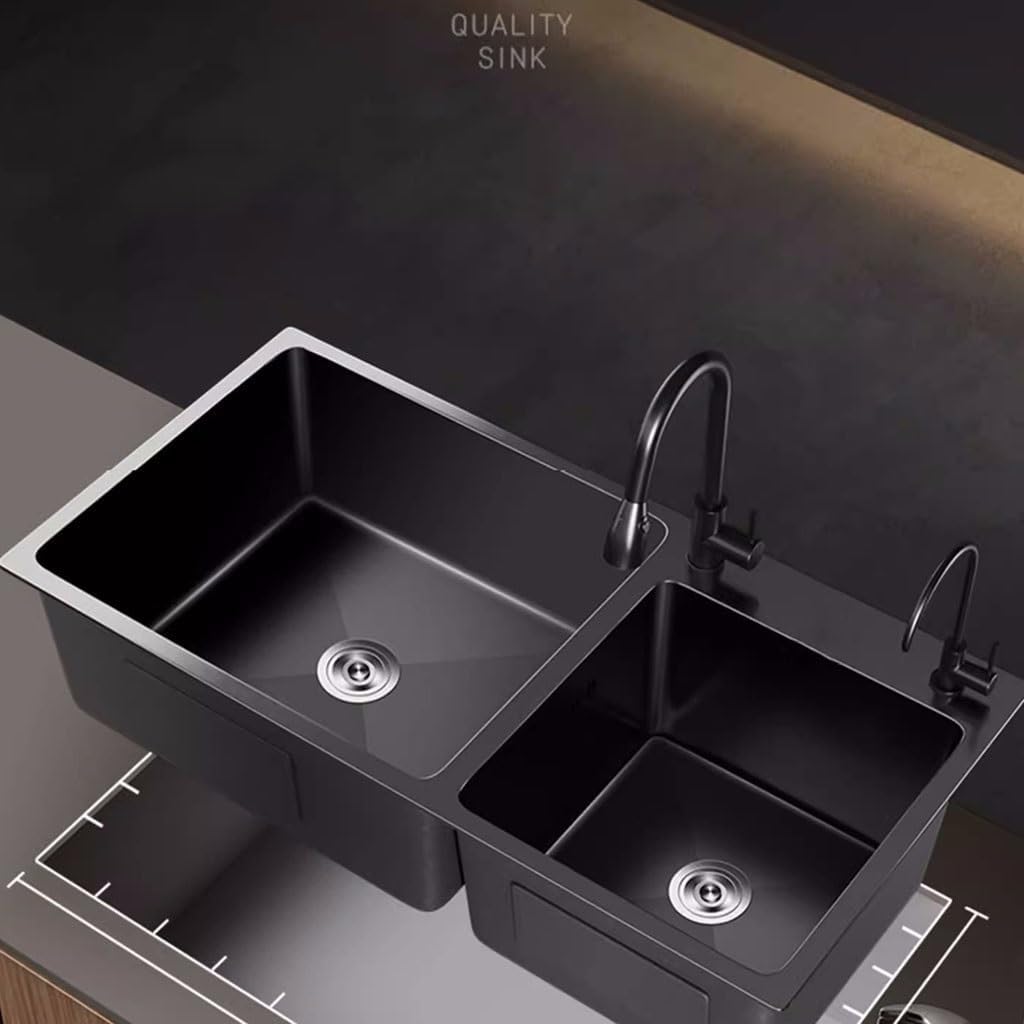 Black Gray Double Bowl Kitchen Sink