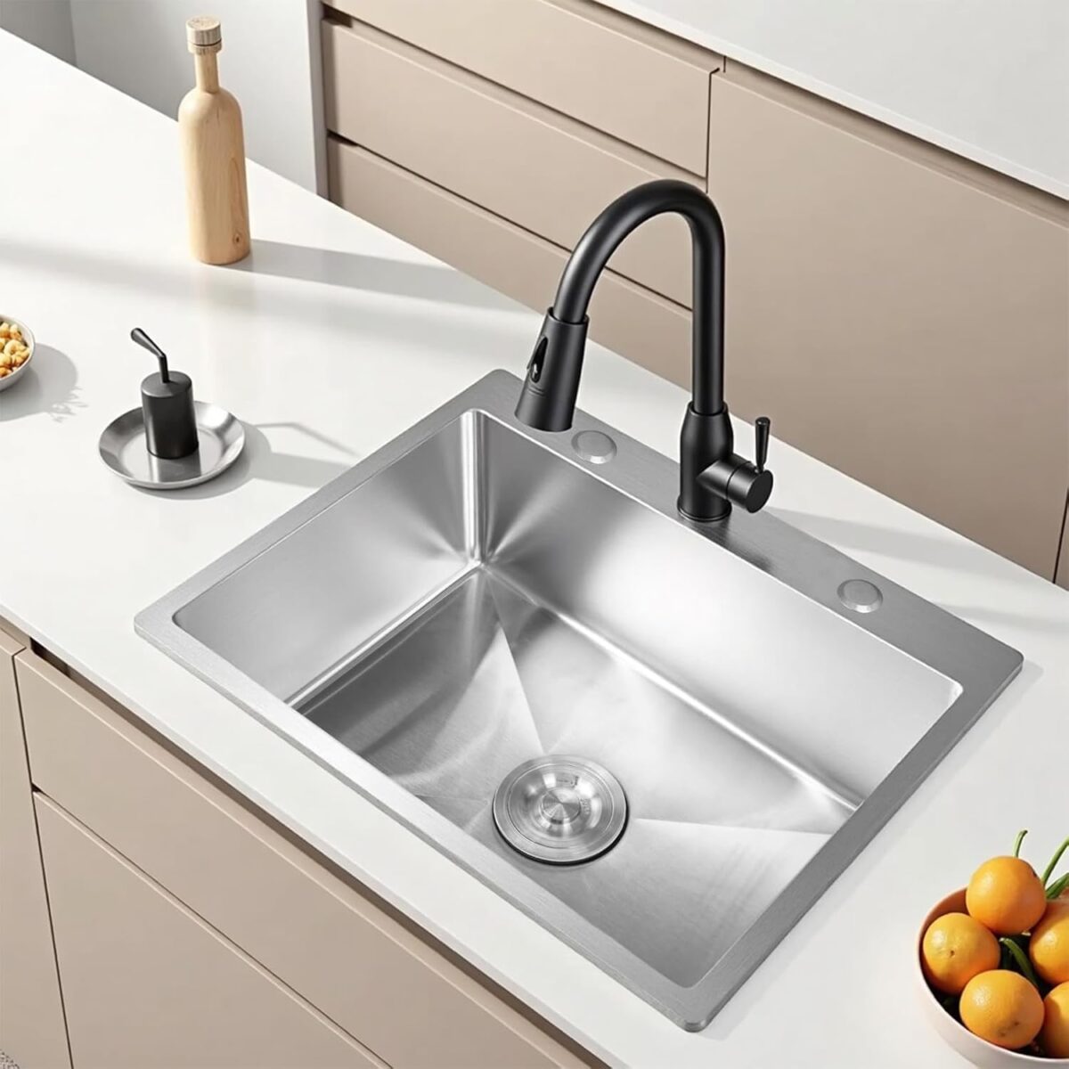 Stainless Steel Single Bowl Deep Workstation Sink with Accessories