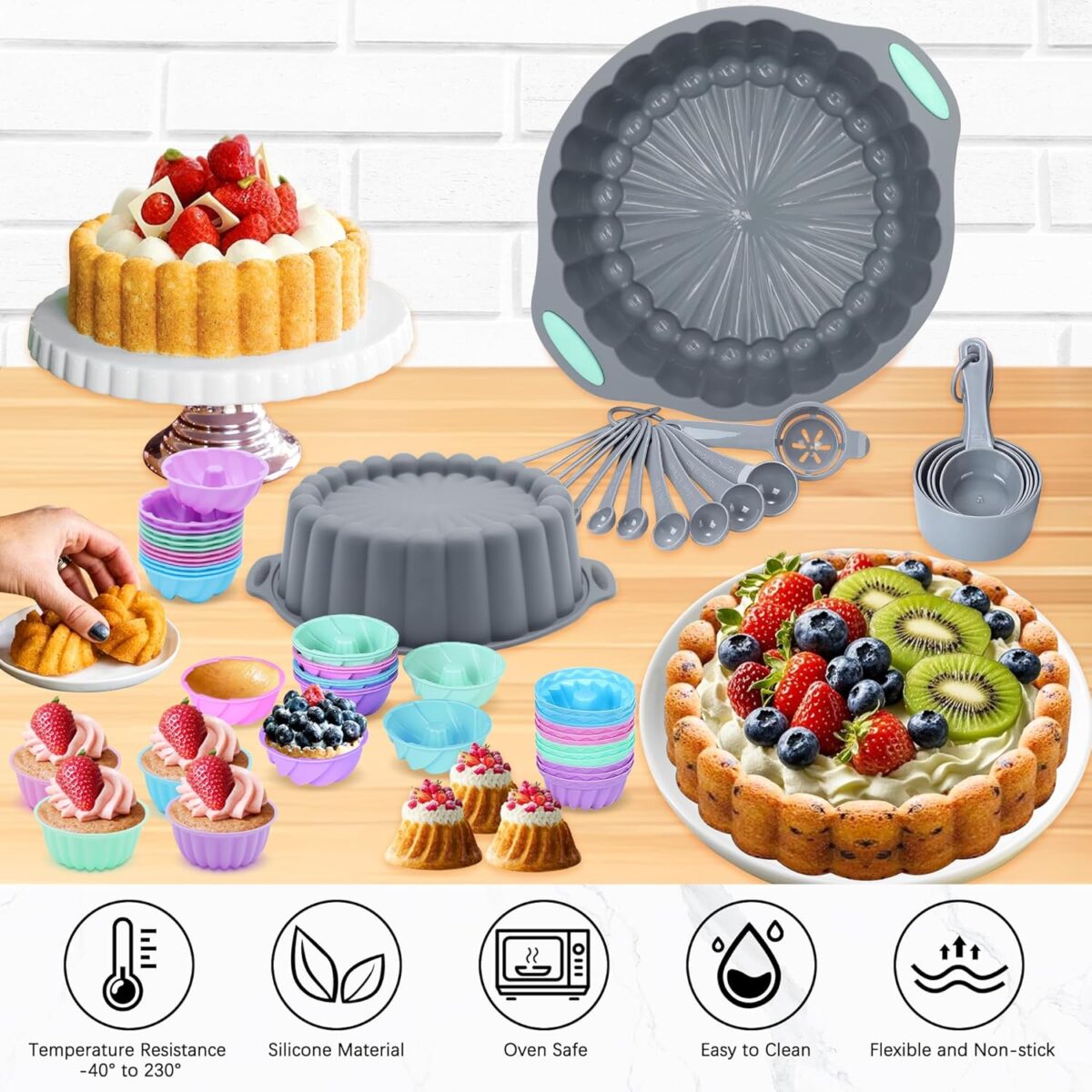 72-Piece Grey Silicone Bakeware Set