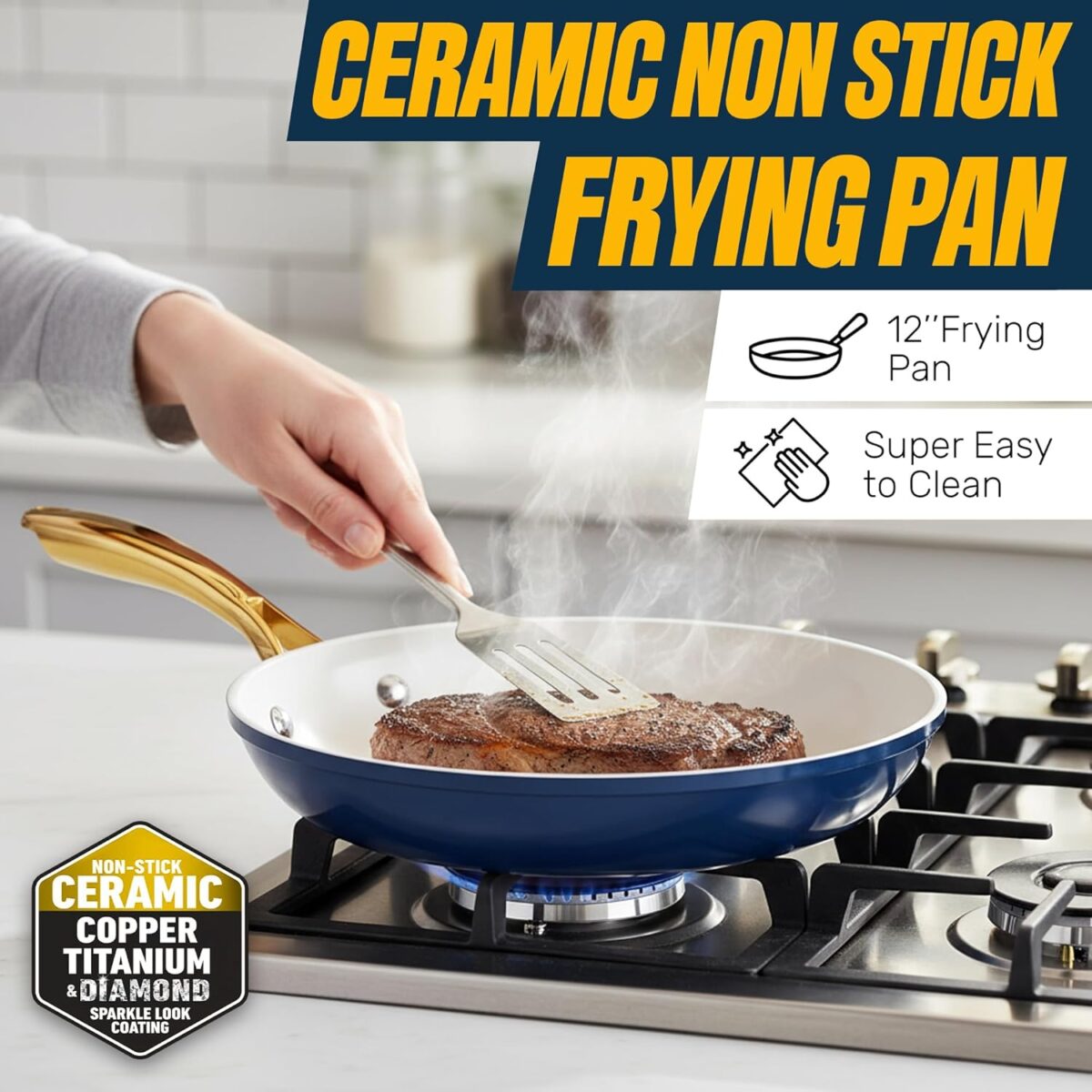 Nonstick Cookware Set with Steamer Basket & Cooking Utensils