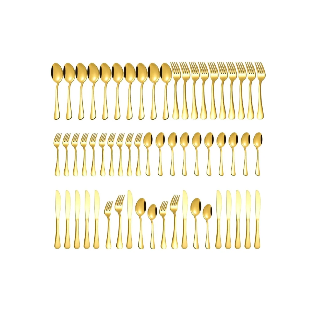 Gold Silverware 60-Piece Shiny Stainless Steel Cutlery Set