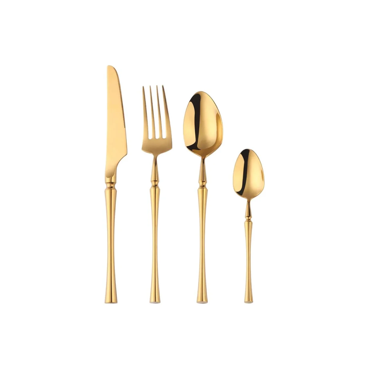 Shiny Gold Stainless Steel Flatware Luxury Mirror-Polished Cutlery